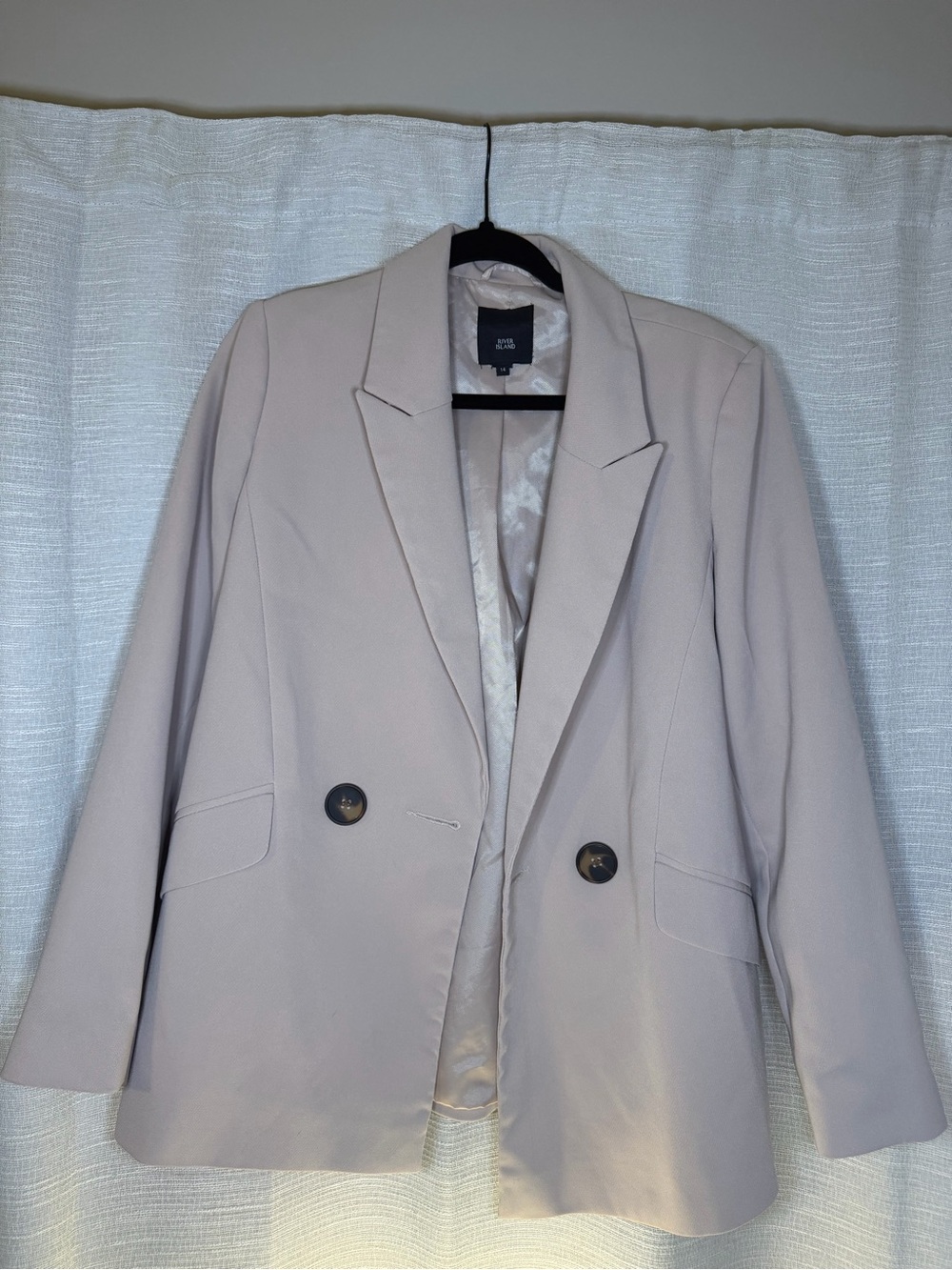 River Island Light Beige Double-Button Blazer